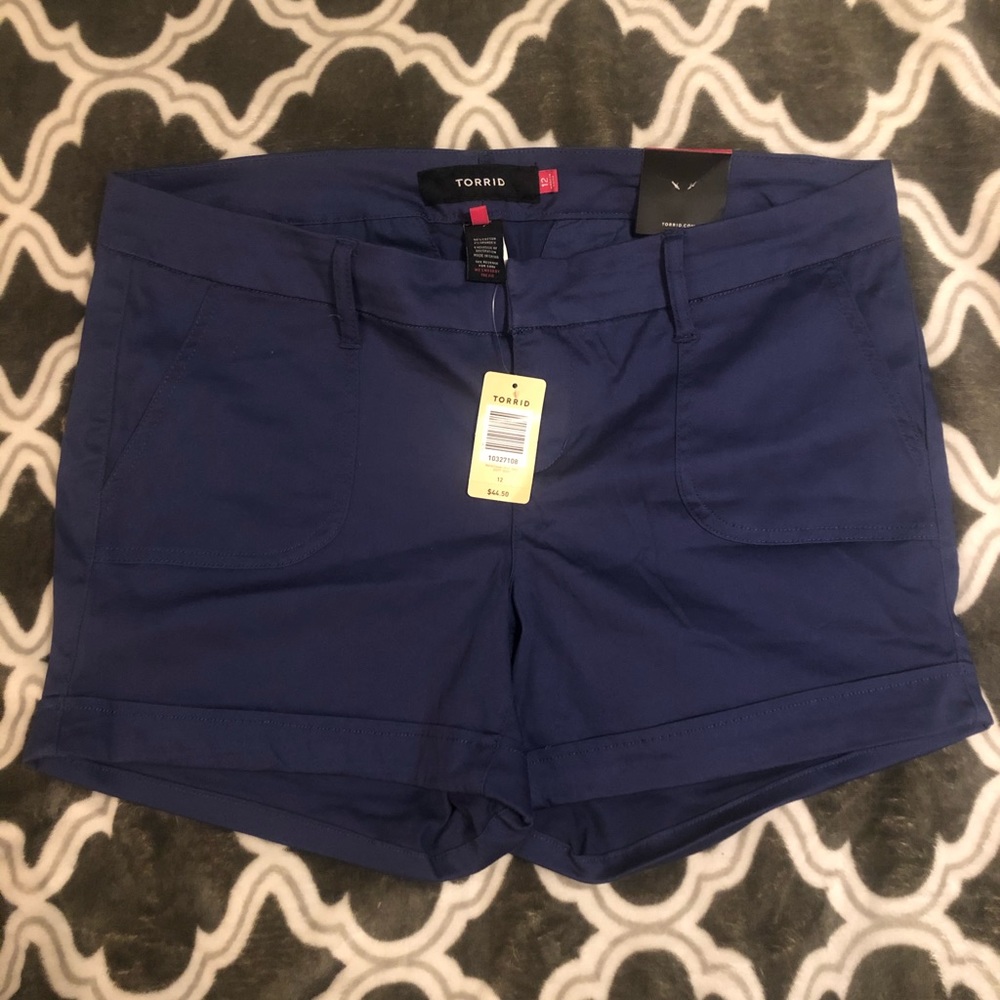 Navy Blue Torrid sateen shorts size 12